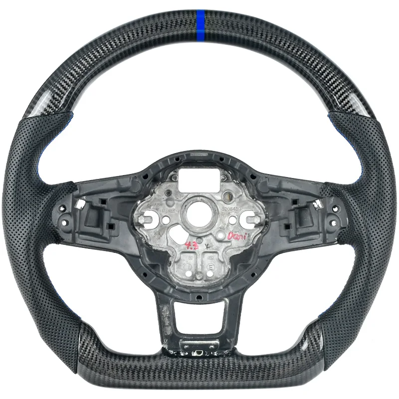 

Автомобильный комплект рулевого колеса из натурального углеродного волокна под заказ, подходит для Volkswagen VW Golf 7 7,5 GTI R Line MK7, Гоночное колесо красного цвета