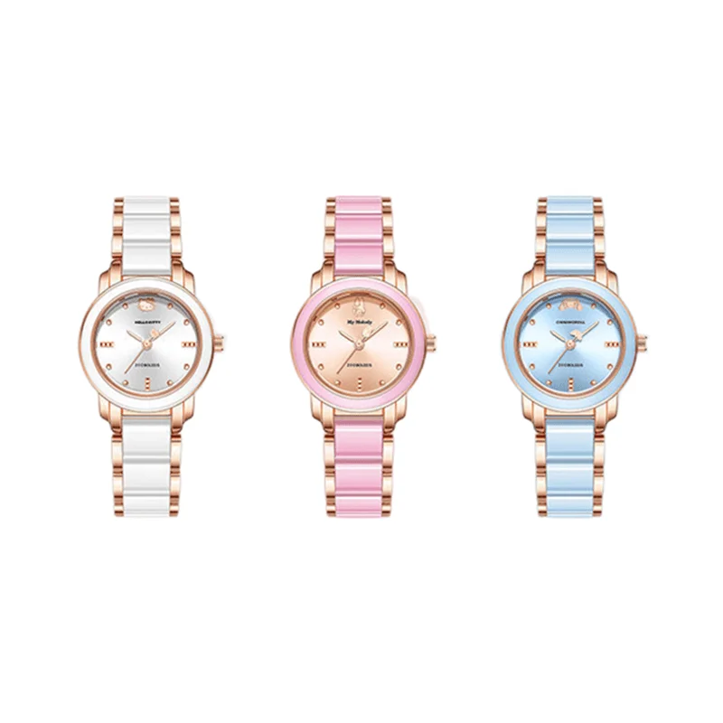 

Original Sanrio Hello Kitty Watch Fashion Ladies Rhinestone Watchs Student Wristwatch Waterproof Hour Clock Holiday Gifts