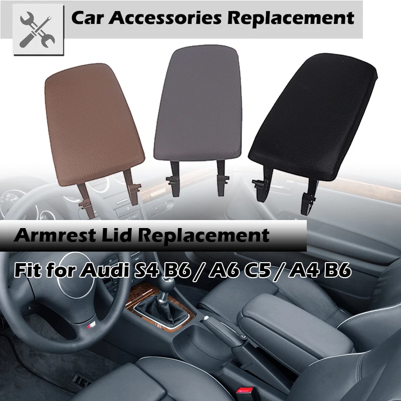 

Center Console Artificial Leather Synthetic Armrest Cover Fit For AUDI A4 S4 A6 Allroad 1997-2005,Arm Rest Storage Box Lid Cover