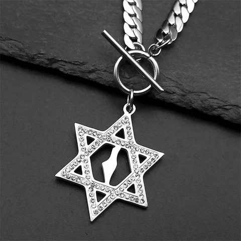 Кулон карта Израиля JYTF  из нержавеющей стали