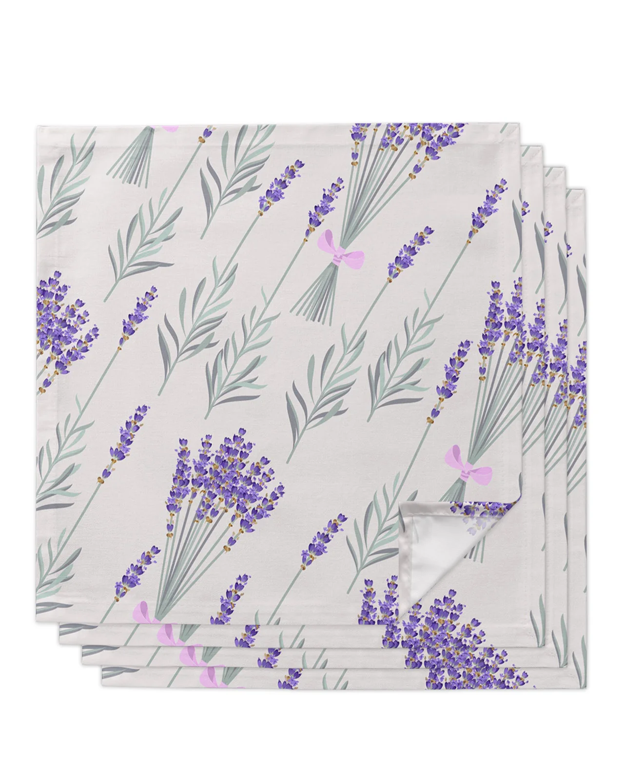 

4pcs Lavender Flowers Purple Leaves Square 50cm Table Napkin Party Wedding Decoration Table Cloth Kitchen Dinner Serving Napkins