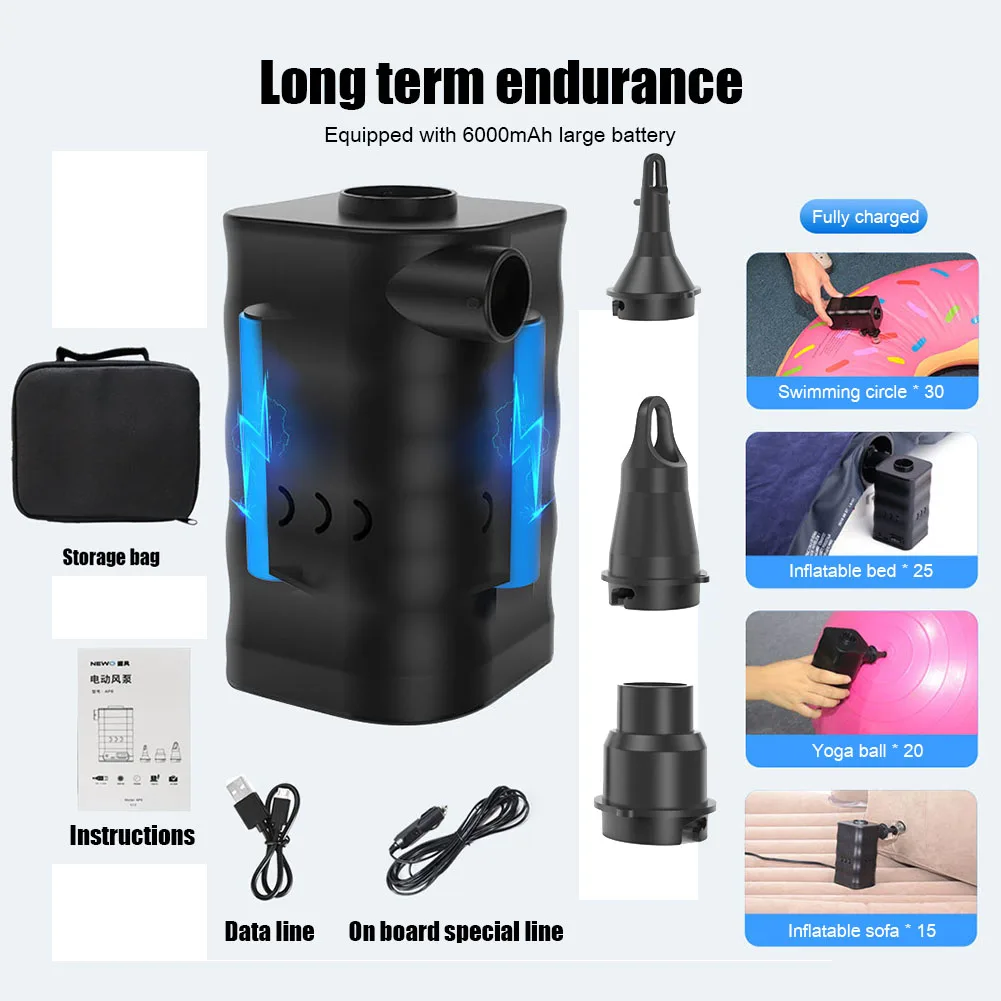 

Digital Tire Electric Air Pump Portable Quick Tire Pump Electric Quick Inflator Air Pump for Yoga Ball Air Mattress Mat Swimming