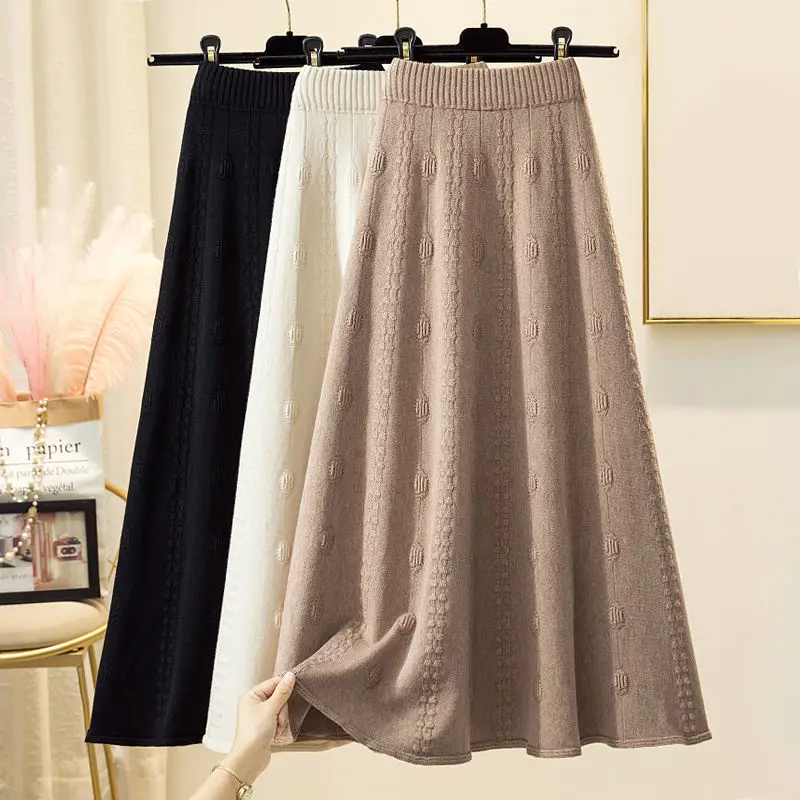 

Женская трикотажная юбка средней длины, трапециевидная юбка средней длины, модель T365 на осень и зиму, 2023