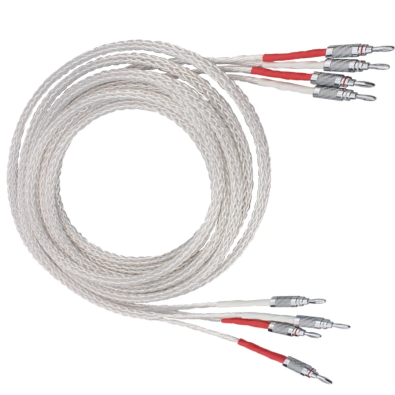 

8AG OCC Silver-Plated High Performance Audio Speaker Cable for Amplifier Carbon Fibre Spade or Banana Plug
