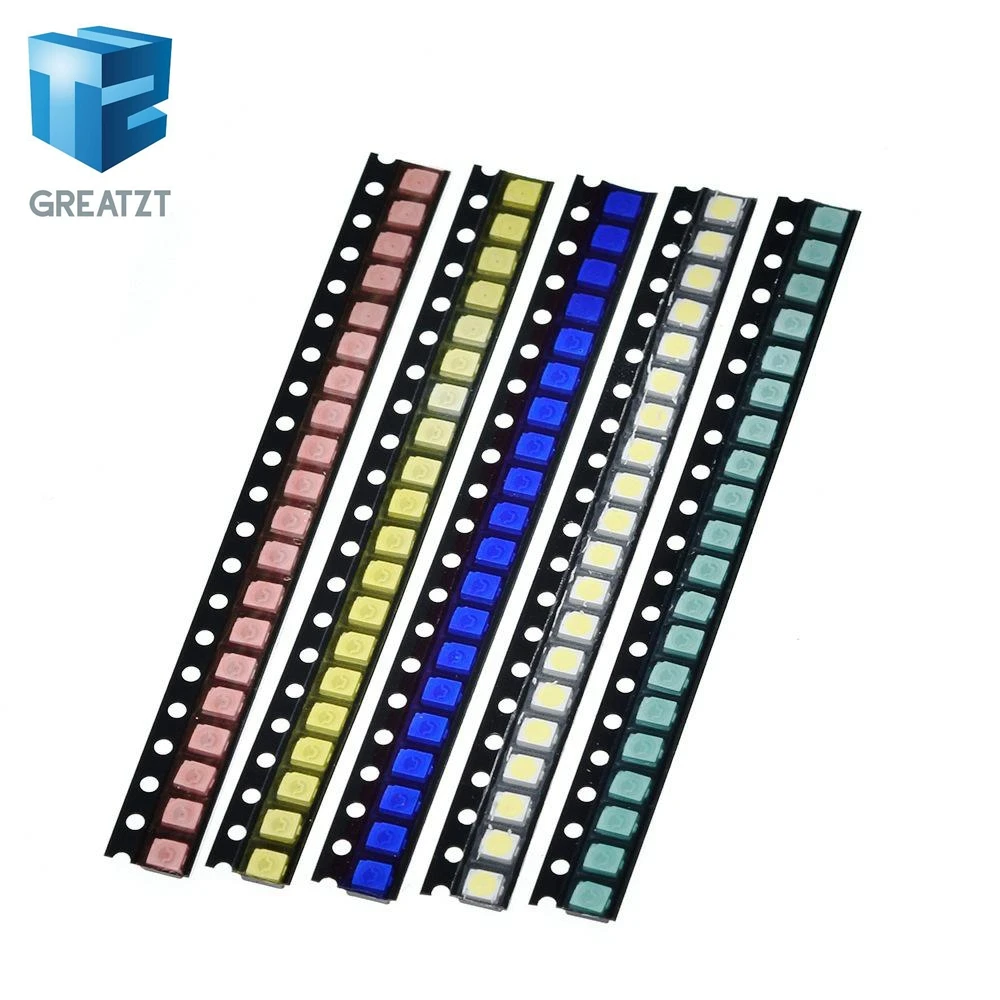 GREATZT 100 шт.лот, 5 цветов, светодиоды SMD 1210, набор для самостоятельной сборки, ультраяркие красныезеленыесиниежелтыебелые прозрачные светодиоды, комплект диодов (art.: 3920dc4265282) - 3920dc4265282