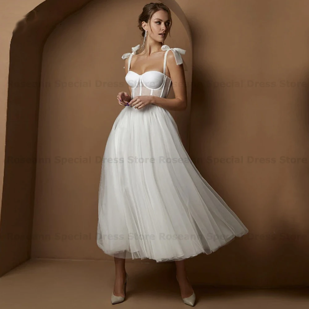 

Тюлевые Свадебные платья цвета слоновой кости для женщин платья а-силуэта длиной ниже колена для женщин 2023 платье для милой свадебной вечеринки