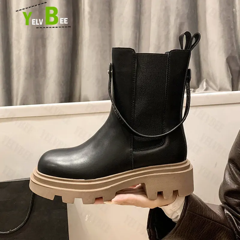 

Женские ботинки челси на среднем каблуке, повседневная обувь на платформе, роскошные брендовые классические дождевые сапоги, зимняя обувь