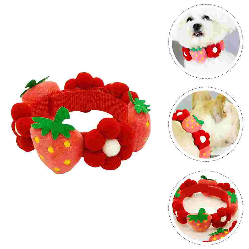 

Decorative Dog Collar Adjustable Dog Collars with Strawberry Flower Festival Pet Supply