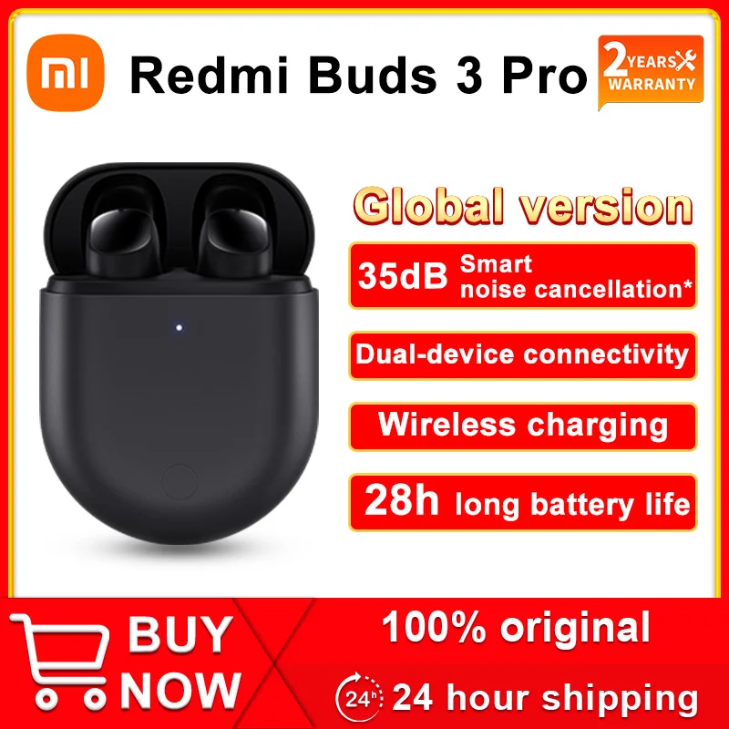 

TWS Bluetooth-наушники глобальная версия Xiaomi Redmi Buds 3 Pro, беспроводные наушники True Wireless, наушники ANC для двух устройств Redmi Airdots 3 Pro
