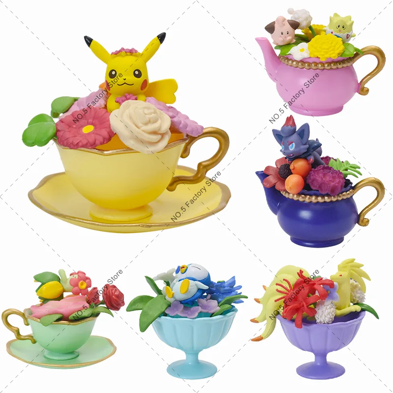 Figura de Pokémon Blind Box de 6 unids/set, Ninetales, Togepi Piplup Zorua, taza de té, jardín, modelo de Anime, juguete, regalos de Navidad para niños