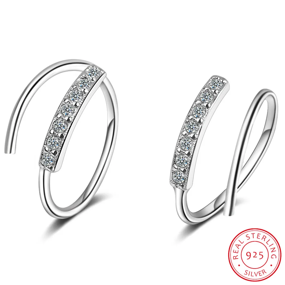 

Exquisite Single Row Cubic Zirconia Hoop Earrings Sterling Silver Gold Silver Wave Earring aretes Creole For Women Girl S-E972