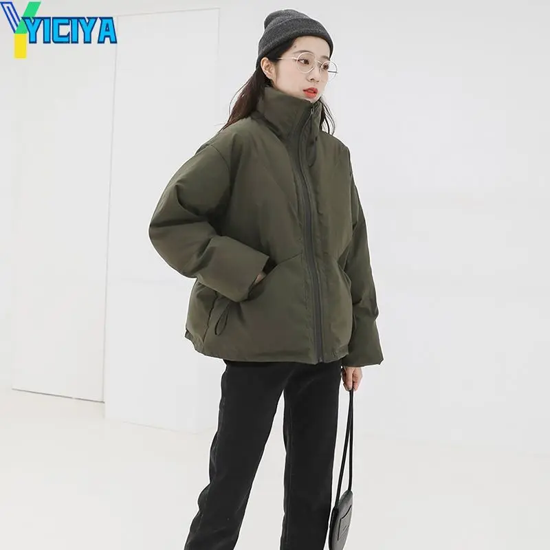 YICIYA Coats Woman Winter 2023 Streetwear Harajuku Warm Winter Parkas Solid Casual Women's Cold Jacket Oversize Winter Coats Y2k