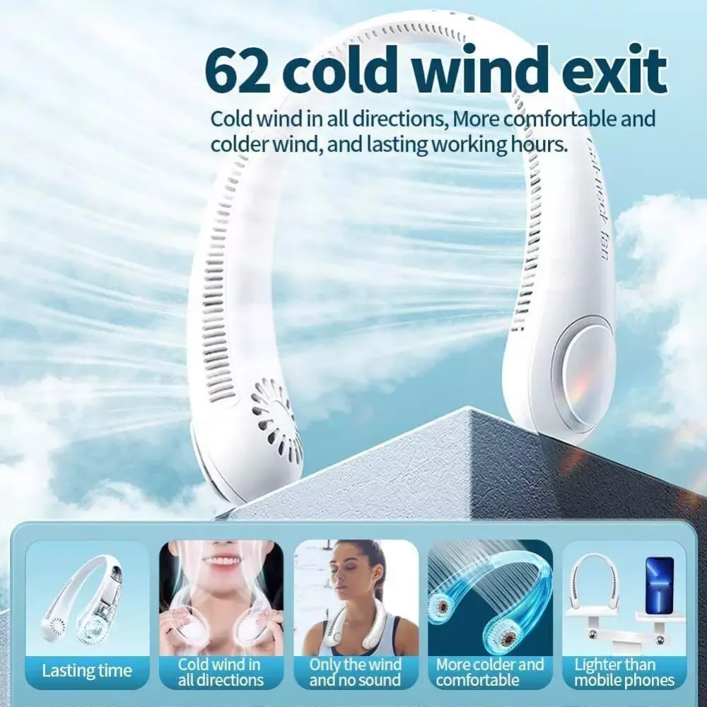 

NEW2023 Bladeless Fan Hanging Neck Fans Wireless USB Rechargeable Mini Ventilador Mute Air Cooler Neckband Fan Portable Cooling