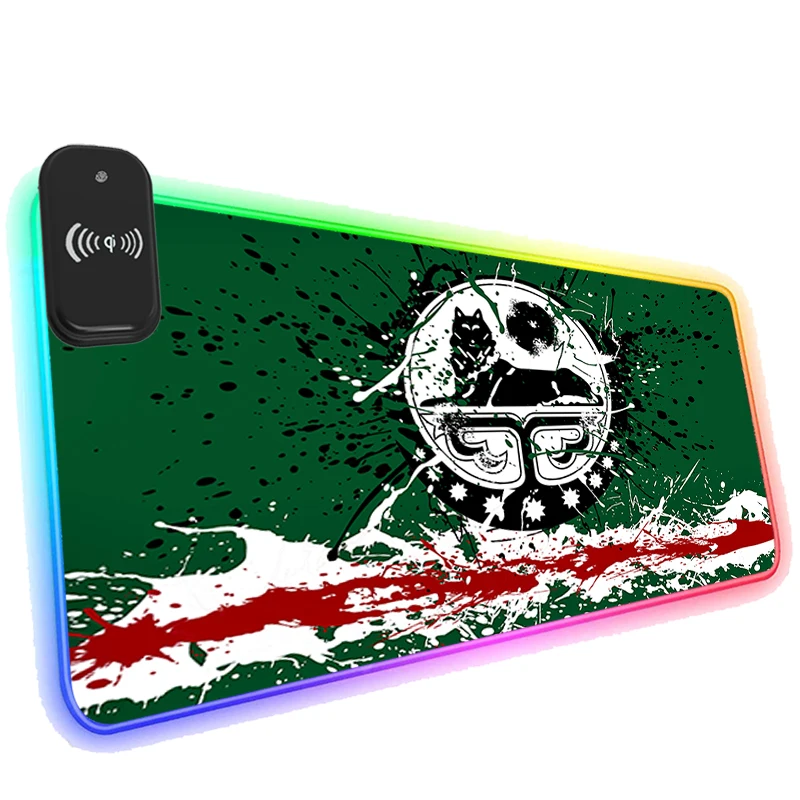 

Коврик для мыши с подсветкой для телефона с беспроводной зарядкой, игровой коврик со светодиодной подсветкой и чеченским флагом, большой До...