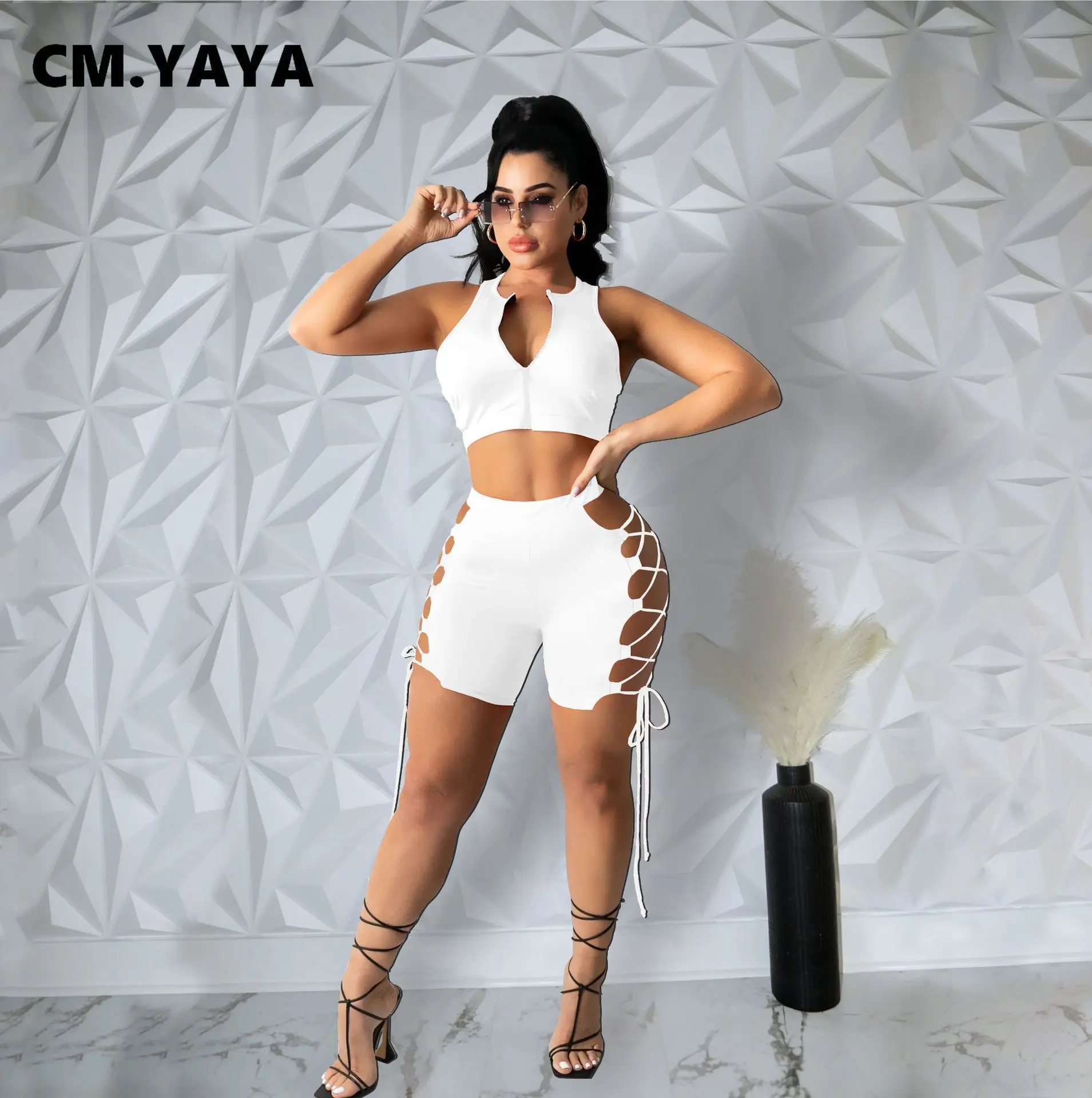 Женский спортивный костюм CM.YAYA Active из двух предметов летний комплект топа на