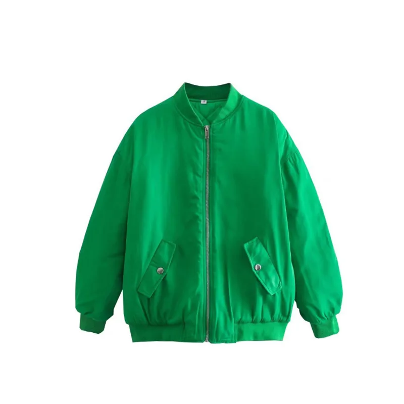 Winter Jacket Women 2022 Women Casual Solid Pocket Bomber Jacket Female Loose Commuter Cotton Fashion Chic Warm Parka Outwear