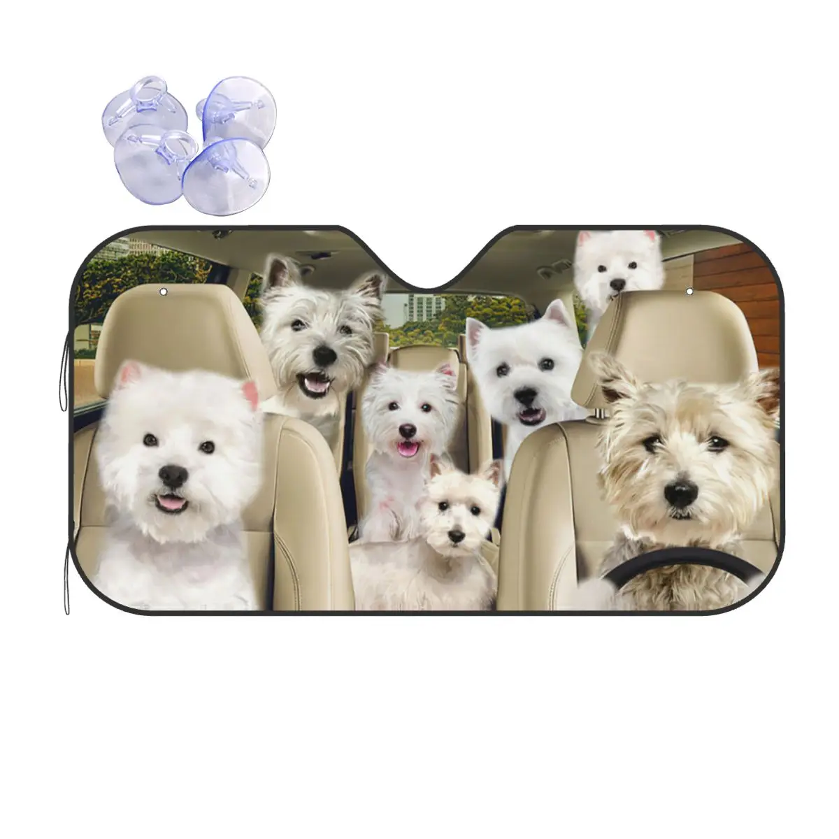 

Westie West Highland Terrier Dog Windshield Sunshade Animals Driver Aluminium Foil Car Window Windscreen Cover Heat Reflector