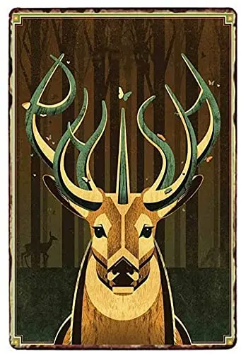 

Винтажный оловянный плакат, художественный декор, животные, олень, милый тематический бар, ресторан, дома, наружный Настенный декор, Фреска ...