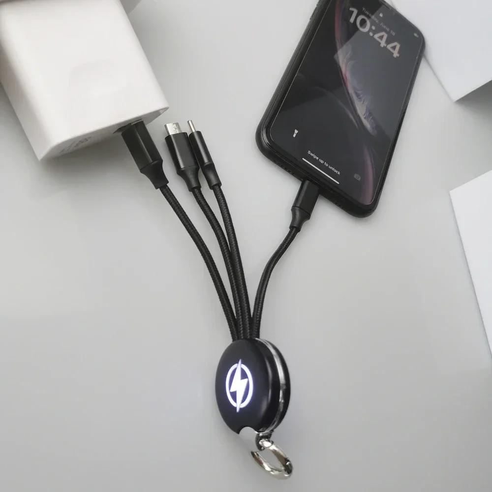 Светодиодный USB-кабель 3 в 1, Usb-кабель Type C Micro для Iphone 14, Samsung S20, S23, Redmi, Huawei, Xiaomi, многопортовый зарядный провод