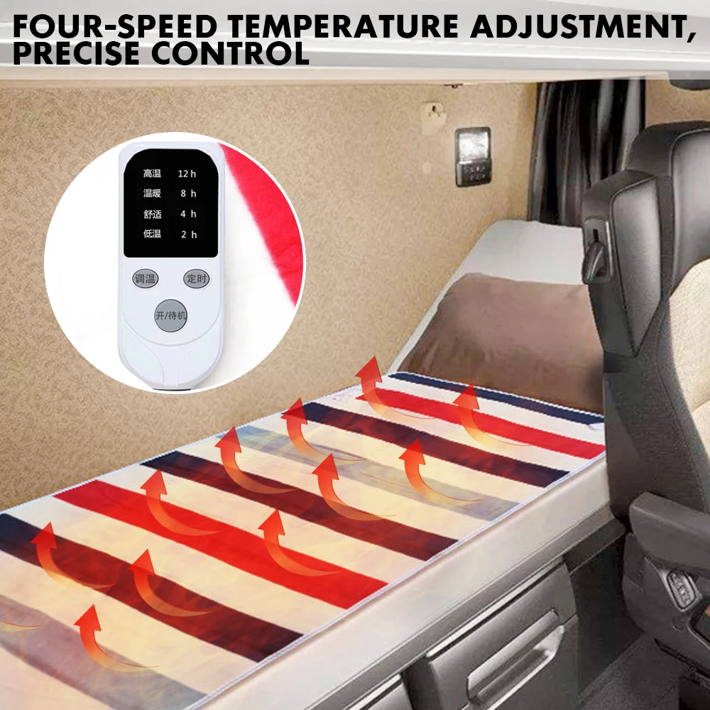 

12/24V Electric Car Blanket Heated Fleece Travel Throw Overheating Protection with Safety Timer Accessories