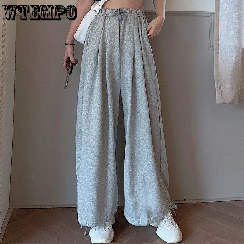 

WTEMPO Wide Leg Pants Women High Waist Sports Casual Pants Loose Y2K South Korean Harajuku Fashion Oversized Streetwear