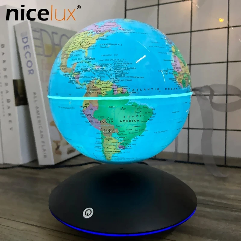 New 3D 6inch Printing LED Night Light Creative Touch Magnetic Levitation Globe Rotation colour Floating Atmosphereesk Lamp Gift