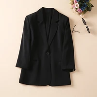 2022 spring autumn fashion blazers high quality business outerwear women notched collar single button long sleeve black blazer