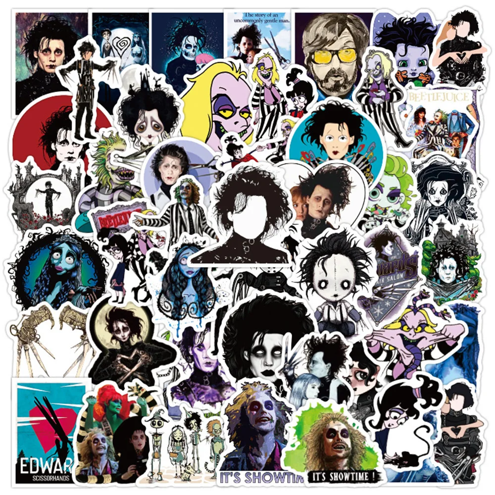 

10/30/50PCS Movies Tim Burton Edward Scissorhands Stickers Decals DIY Graffiti Skateboard Phone Case Laptop Kids Toy Sticker Pac