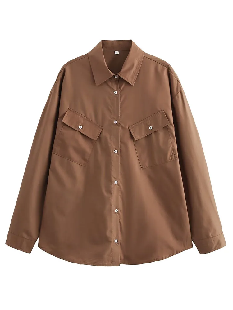 Осень-зима 2024 новые поступления женская свободная повседневная рубашка с