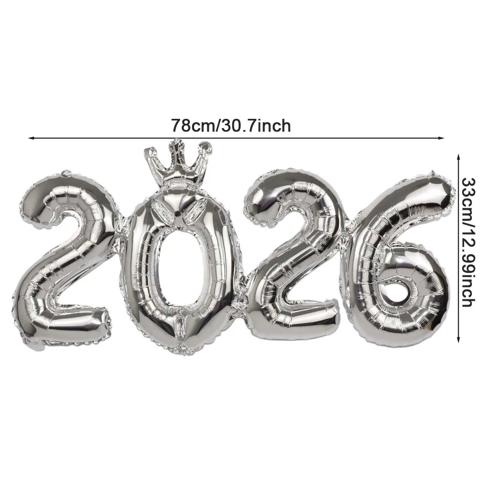 

Воздушный шар из фольги WYDRIM 2026 с короной золотой/серебряный