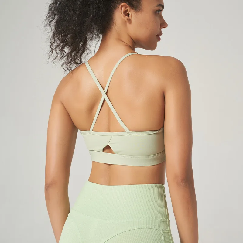 

Antibom Gather Together Fitness Camisole Cross Back Running Sports Bra Shockproof Quick Dry Cover Side Breast Yoga Bra