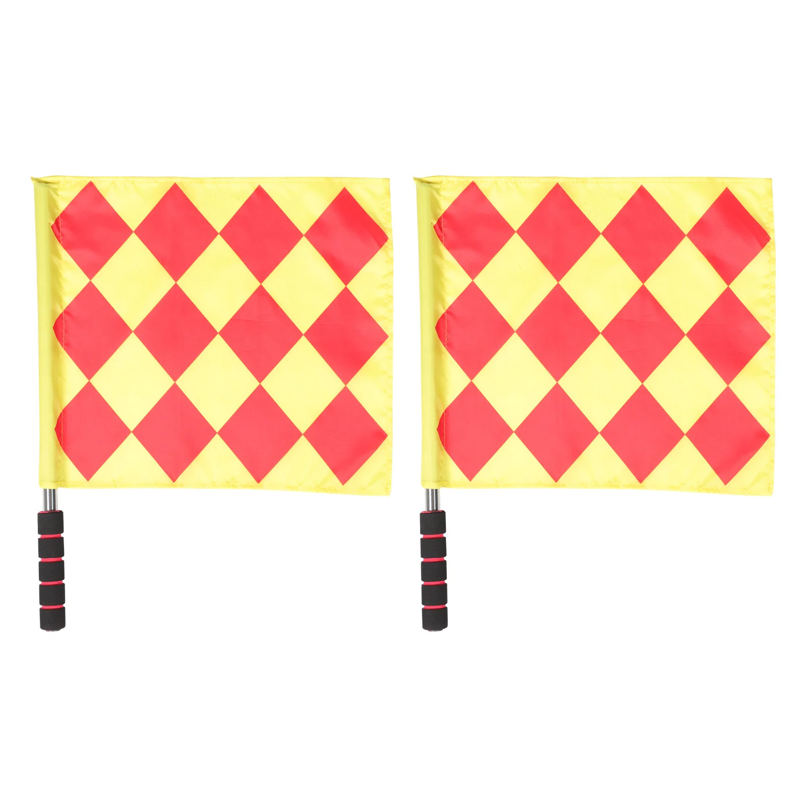 

2 Pcs Orange Flag Hand Referee Flags Handheld Waving For Racing Sponge Metal Signal Football