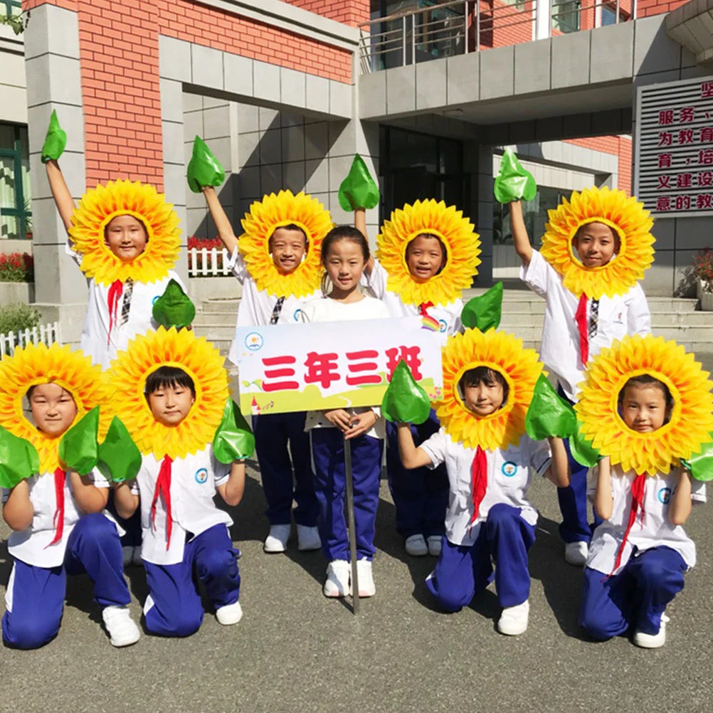 

Sunflower Headgear Yellow Hat Costume Kids Funny Performance Props Child Headpiece Silk Cloth Accessory Headwear
