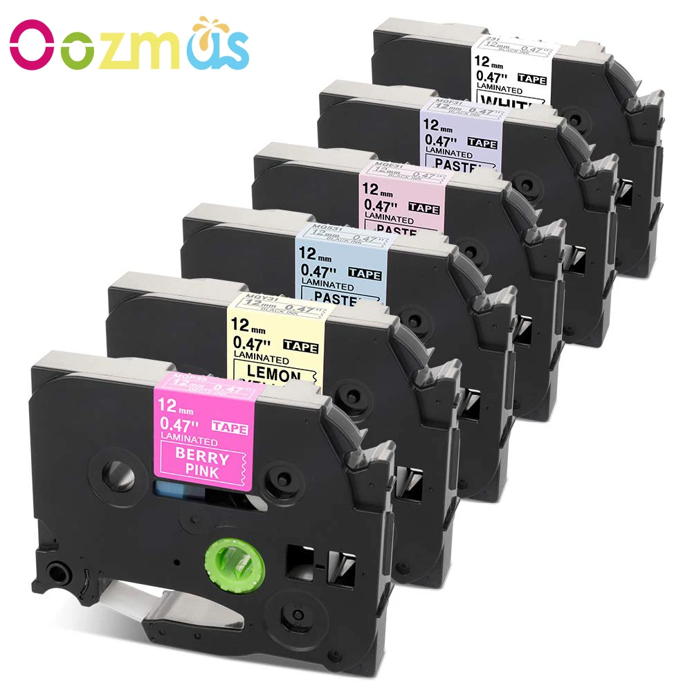 

6Pk Compatible For Laminated Label Tape 12mm for TZe-231 MQP35 MQF31 MQ531 MQE31 MQY31 P-Touch PT-H110 PT-D210 Label Maker