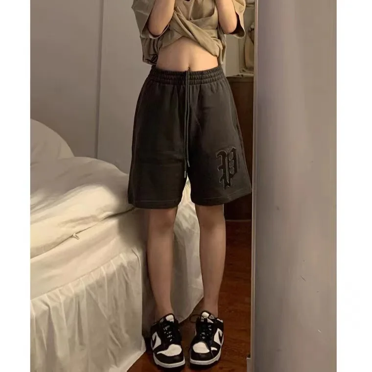 

Summer Men's and Women's Same Design Embroidered Shorts, Versatile and Comfortable Women's Casual Pants Lovers' Five Part Pants