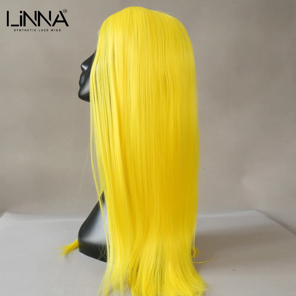 Парик LINNA из синтетического кружева для женщин Длинные прямые парики желтого