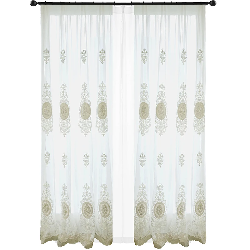 

Занавеска на окно с вышивкой, роскошная белая европейская занавеска для экрана во французском стиле для спальни, гостиной