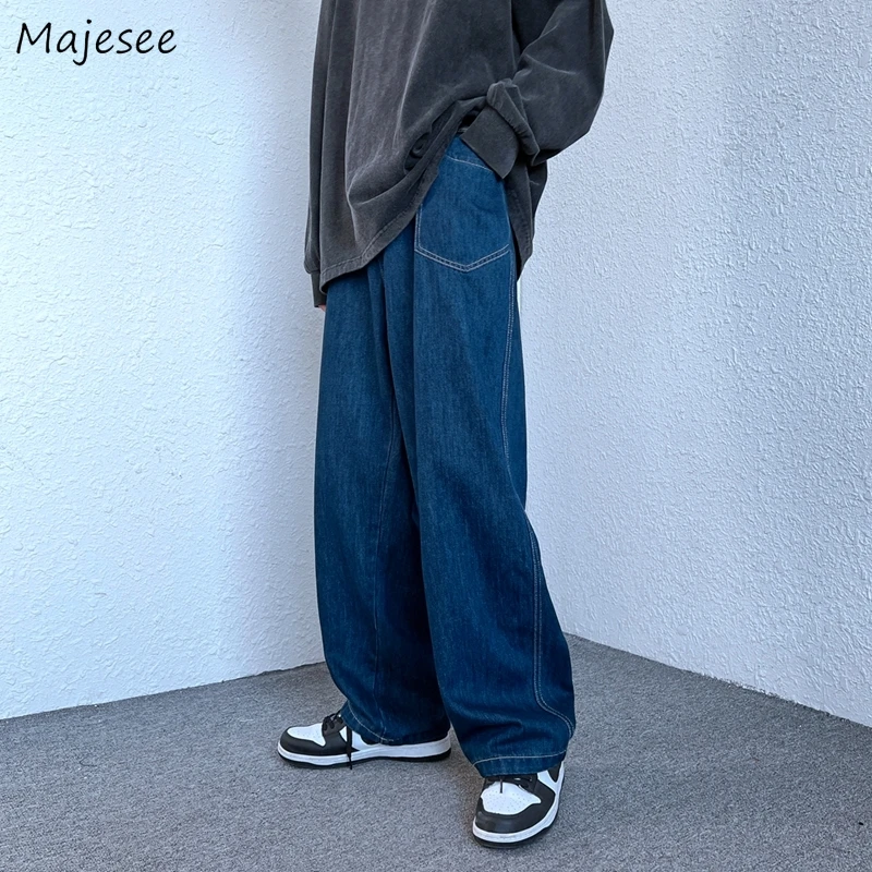 

Джинсы мужские прямые в американском стиле, модная Осенняя свободная Красивая Подростковая универсальная простая ретро одежда в стиле Хар...