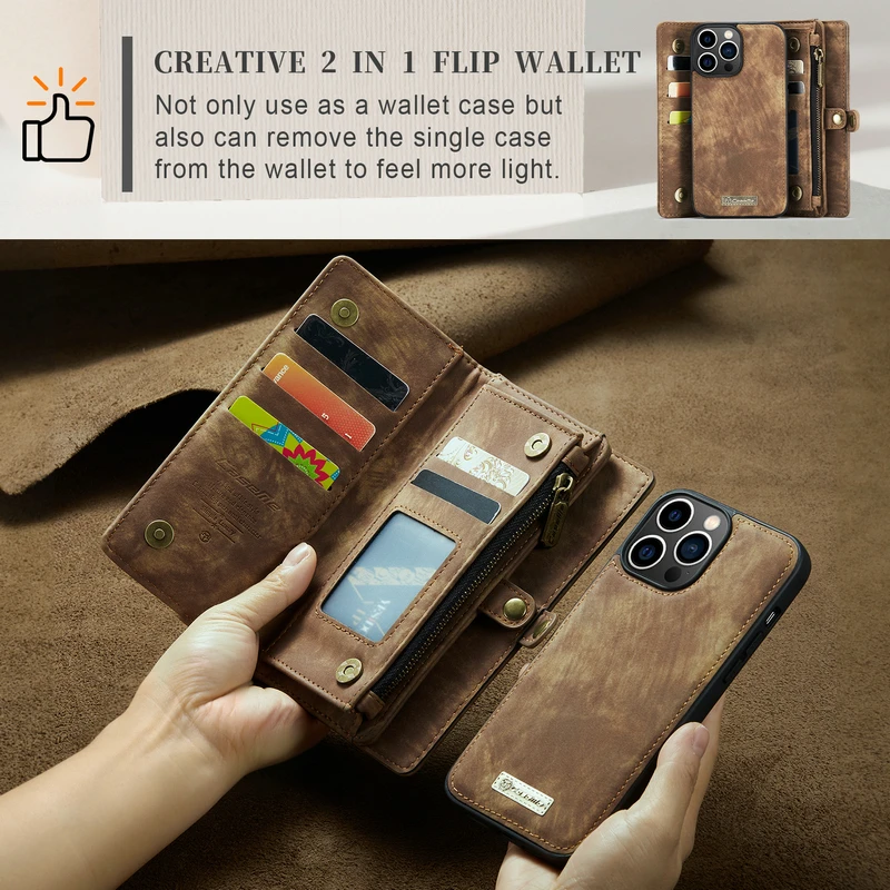 

New Style Caseme PU Leather Wallet Case for iPhone X Xr XsMax Multifunctional Detachable Magnetic Phone Case for iPhone 6 6s 7 8