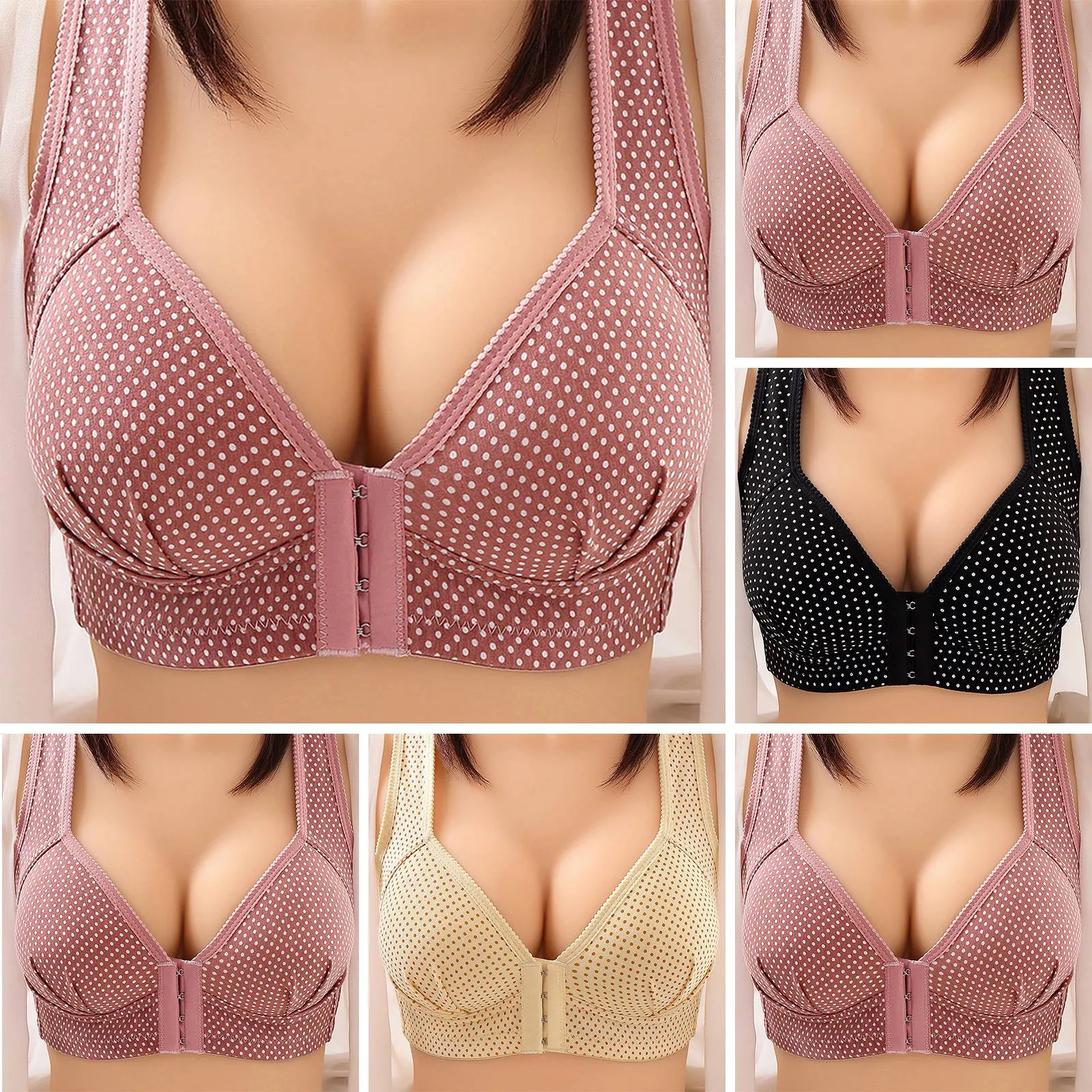 

2023 New Large Chest Girls Show Small Front Buckle 3/4 Cup Without Steel Ring Thin Style Wave Point Gathering Bra Underwear