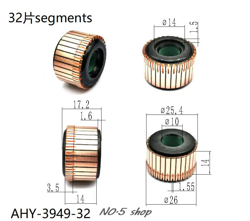 

5 шт. 25,4x10x14 (17,2) x24P медные стержни, коллектор электродвигателя