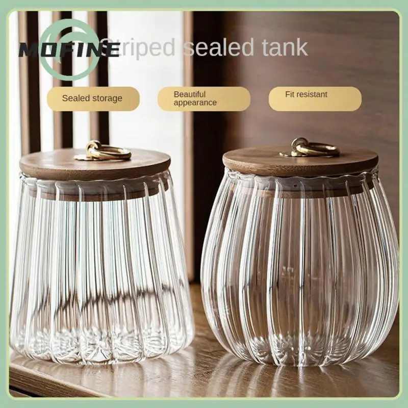 

Wood Lid Kitchen Storage Bottles Jar Polishing Smooth Surface Large Capacity Sealed Glass Bottles Pot Food Grade Transparent