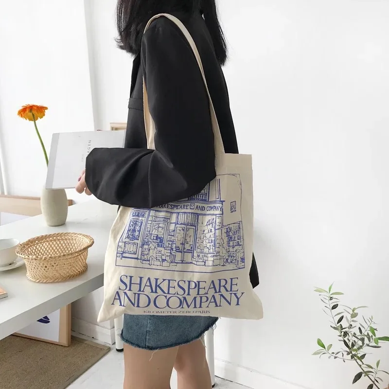 

Shakespeare Print Ladies Shopping Bags Cotton Cloth Fabric Grocery Handbags Tote Books Bag For Girls Women Canvas Shoulder Bag