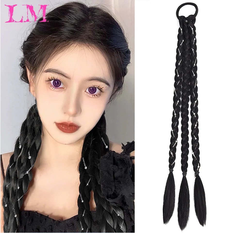 

Wig Braid Female Boxing Braid Wig y2k Millennial Spice Girl Sweet Cool Fried Dough Twists Braid Net Red Chain Fish Bone Braid