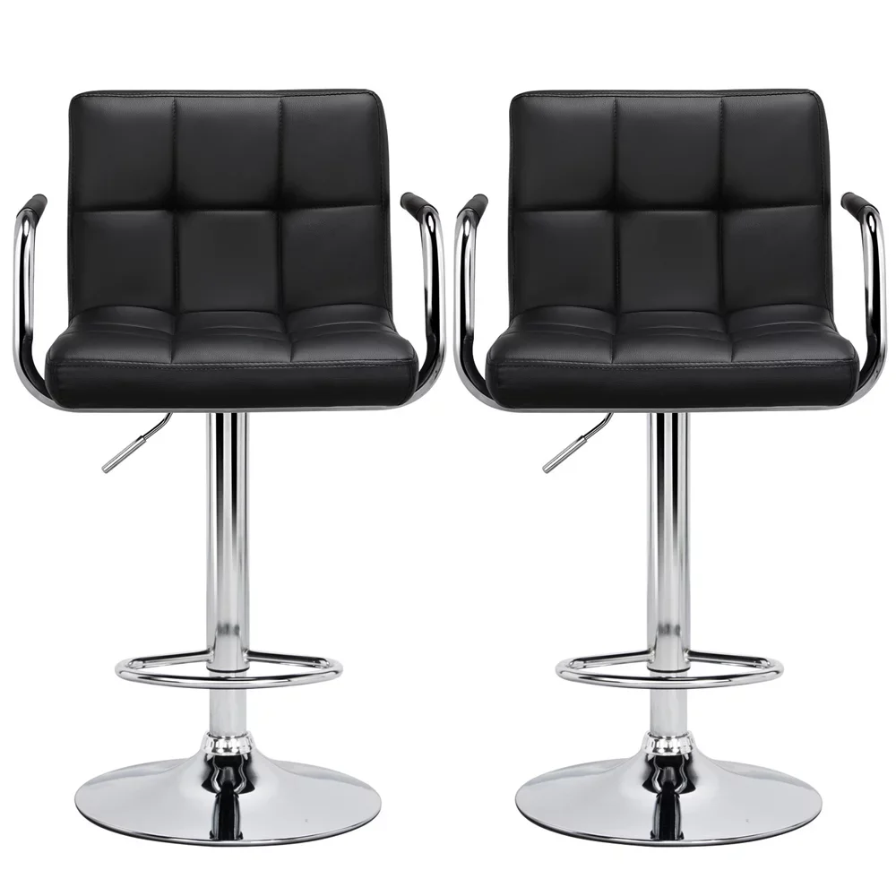 

Bar Stool with 360-Degree Swivel & Adjustable Height, Black, Set of 2