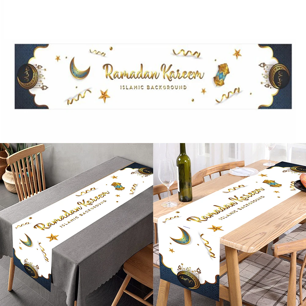 

35x180cm EID Mubarak Table Runner Ramadan Decoration Tablecloth Ramadan Kareem Eid Al Adha Islamic Muslim Party Gifts