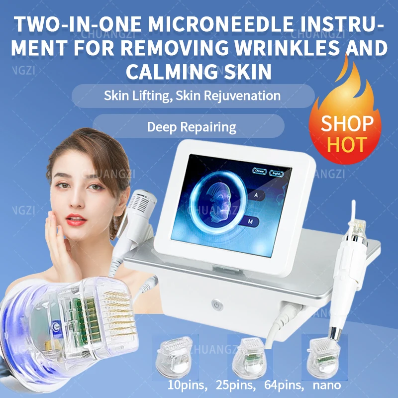 

2 in 1 Rf Fractional Micro-NeedleMachine With Cold Hammer Anti-Acne Shrink Pores Facial Skin Care Tools Stretch Marks Remover