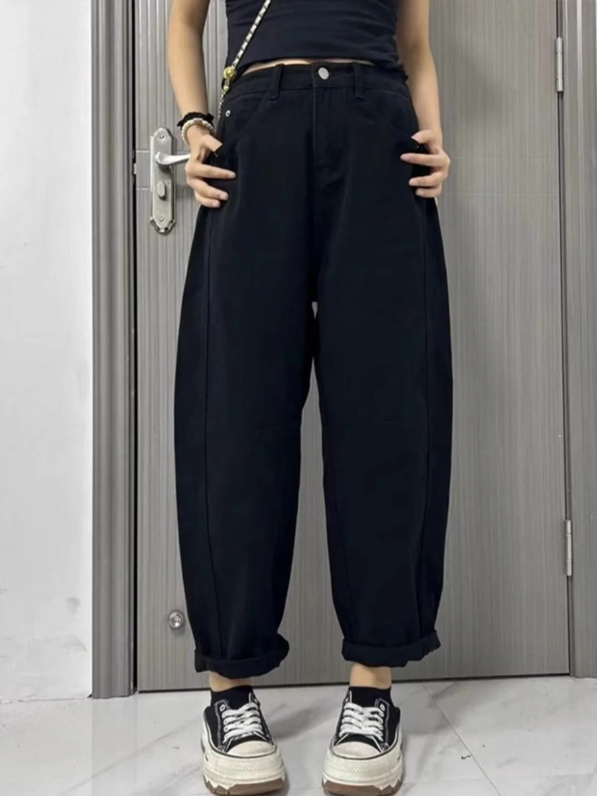 Большие размеры Свободные редиски Джинсы Весна Женщины Высокая талия