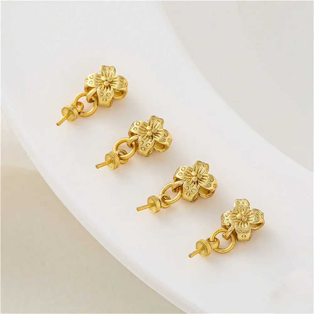 

18K gold clad antique gold large hole clover with pendant pearl pendant diy bracelet necklace earrings accessories