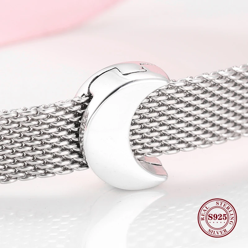 

High Quality 925 Sterling Silver Goodnight Charm Clip Moon Bead Fit Original Reflection Charm Bracelet Women Jewelry Gift